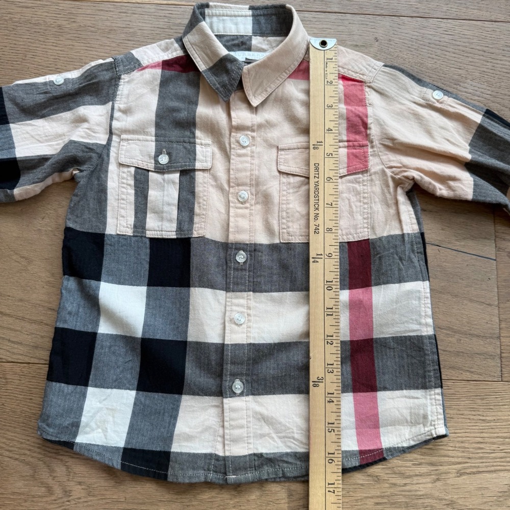 Burberry Children Boys Mega Check Button Down Shirt Beige 4Y 104cm Long Sleeve - Picture 5 of 11